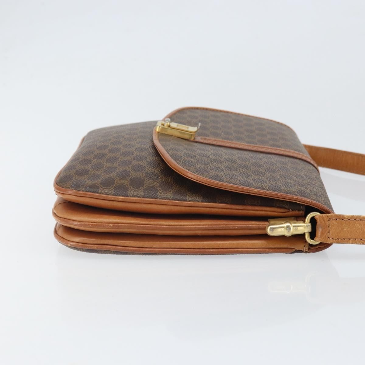 Celine Vintage Macadam Canvas And Leather Brown Canvas Shoulder Bag Bag (Pre-Owned)