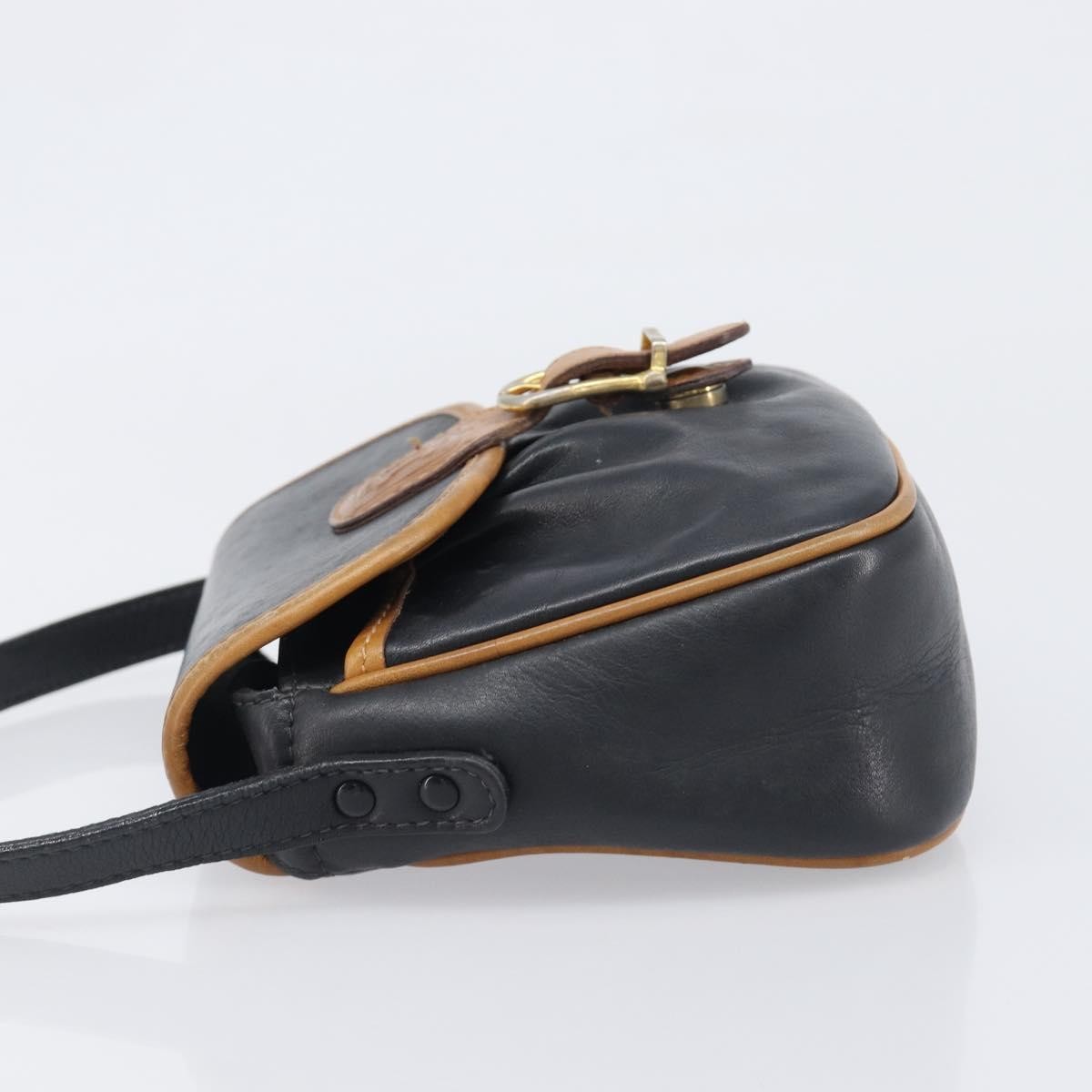 Celine Flap Shoulder Leather Black Leather Shoulder Bag Bag (Pre-Owned)