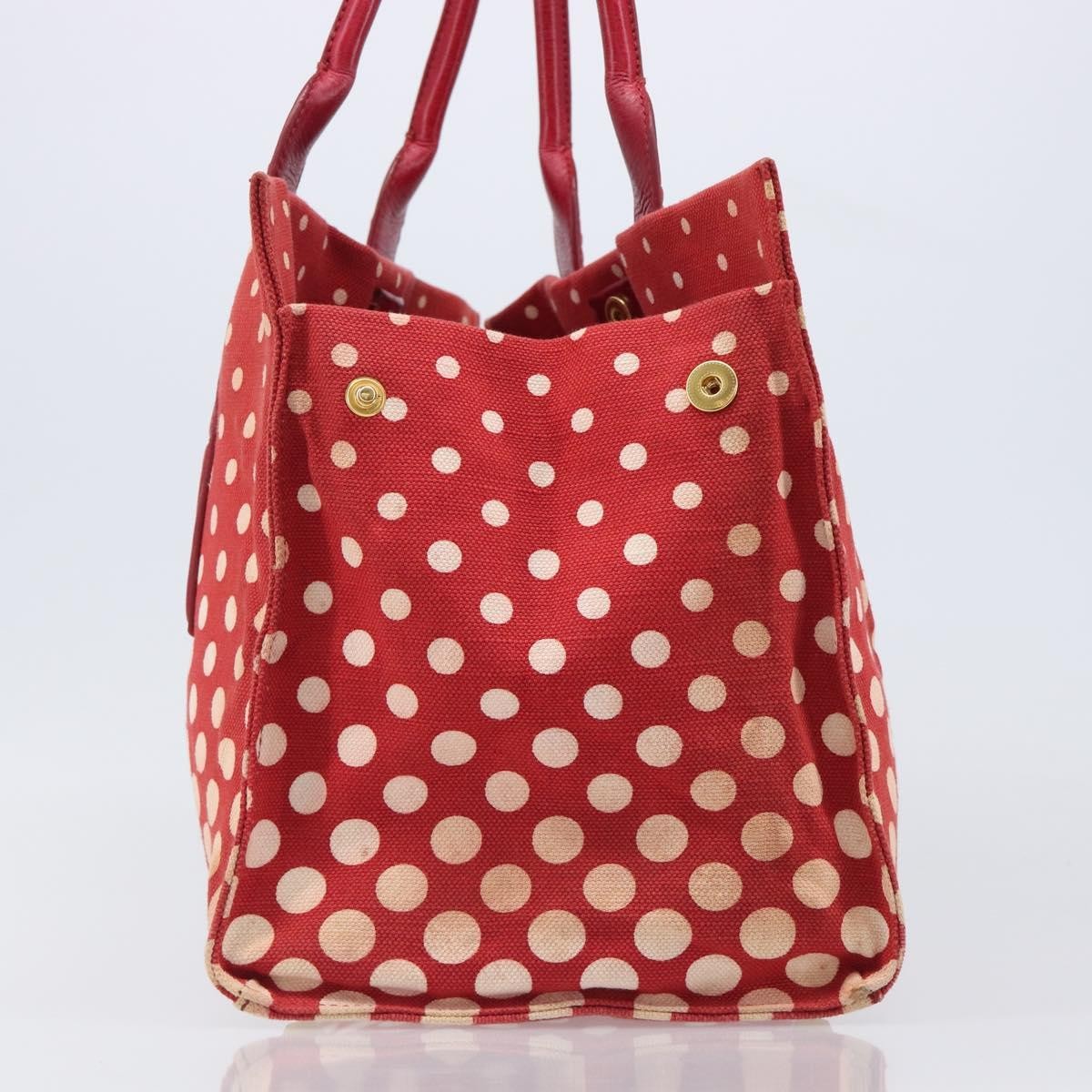 Miu Miu Beau Top Handle Leather Red Canvas Handbag (Pre-Owned)