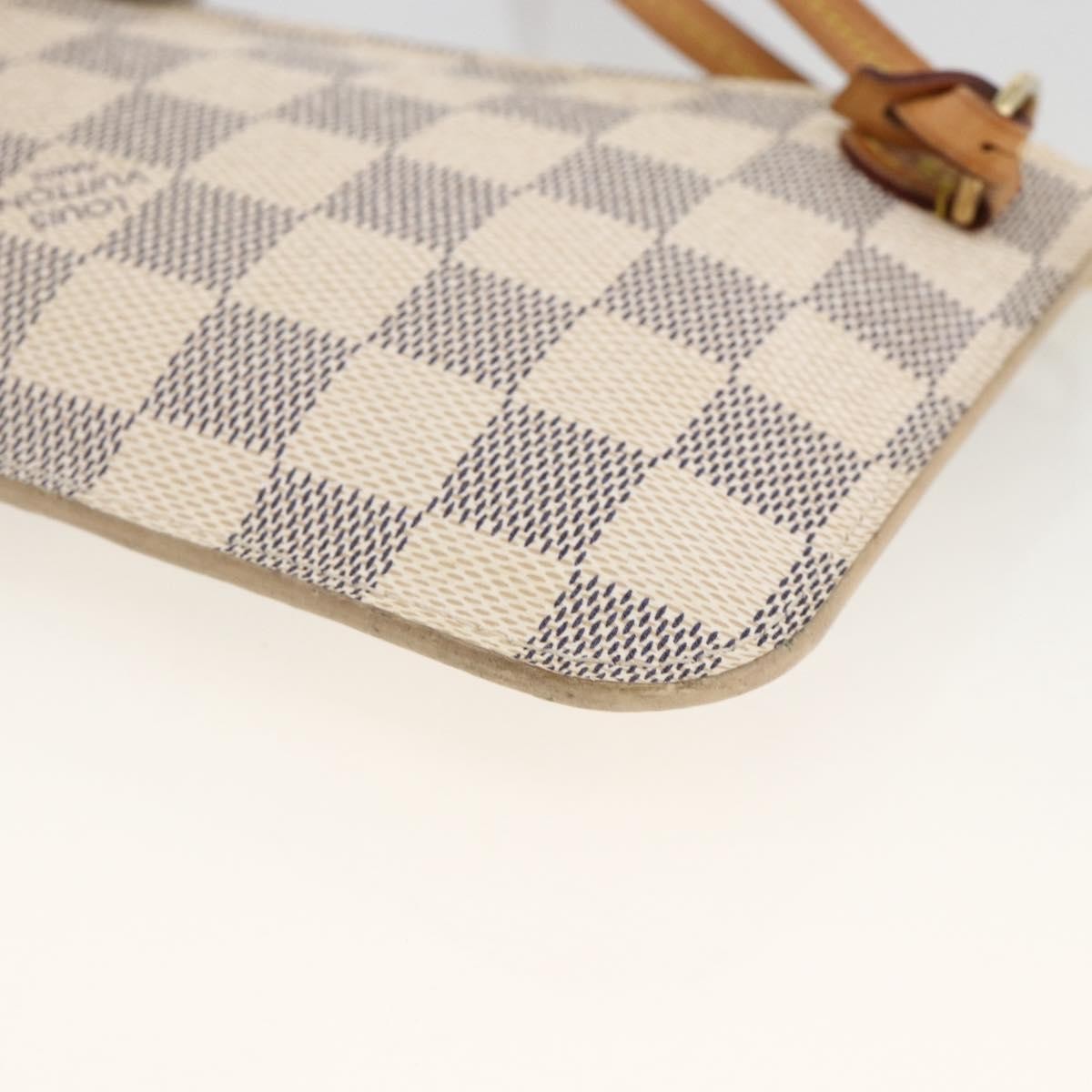 Louis Vuitton Neverfull Pochette Damier Ebene White Canvas Clutche & Pouche Bag (Pre-Owned)