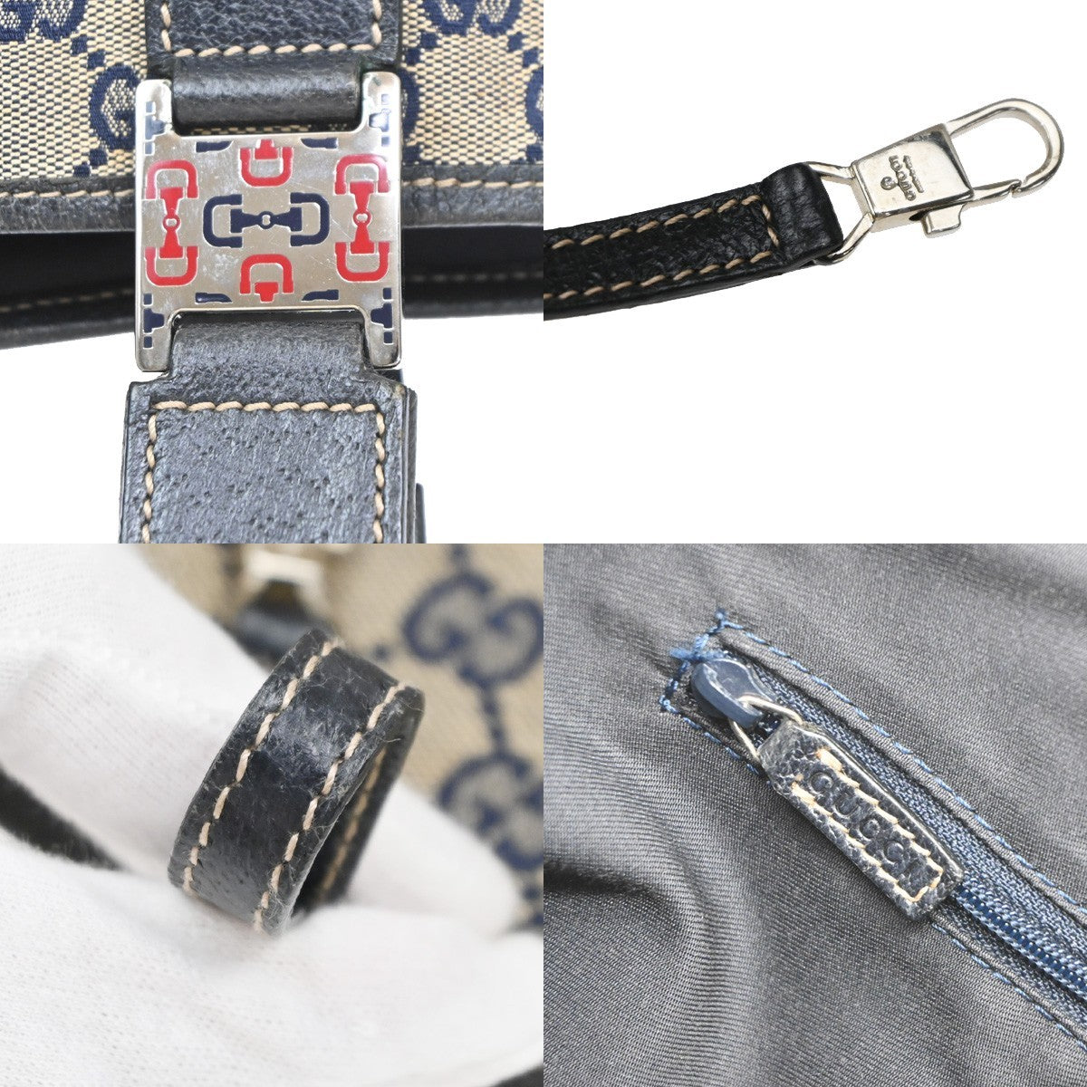 Gucci Web Handle Buckle Gg Canvas Beige Canvas Tote Bag Bag (Pre-Owned)