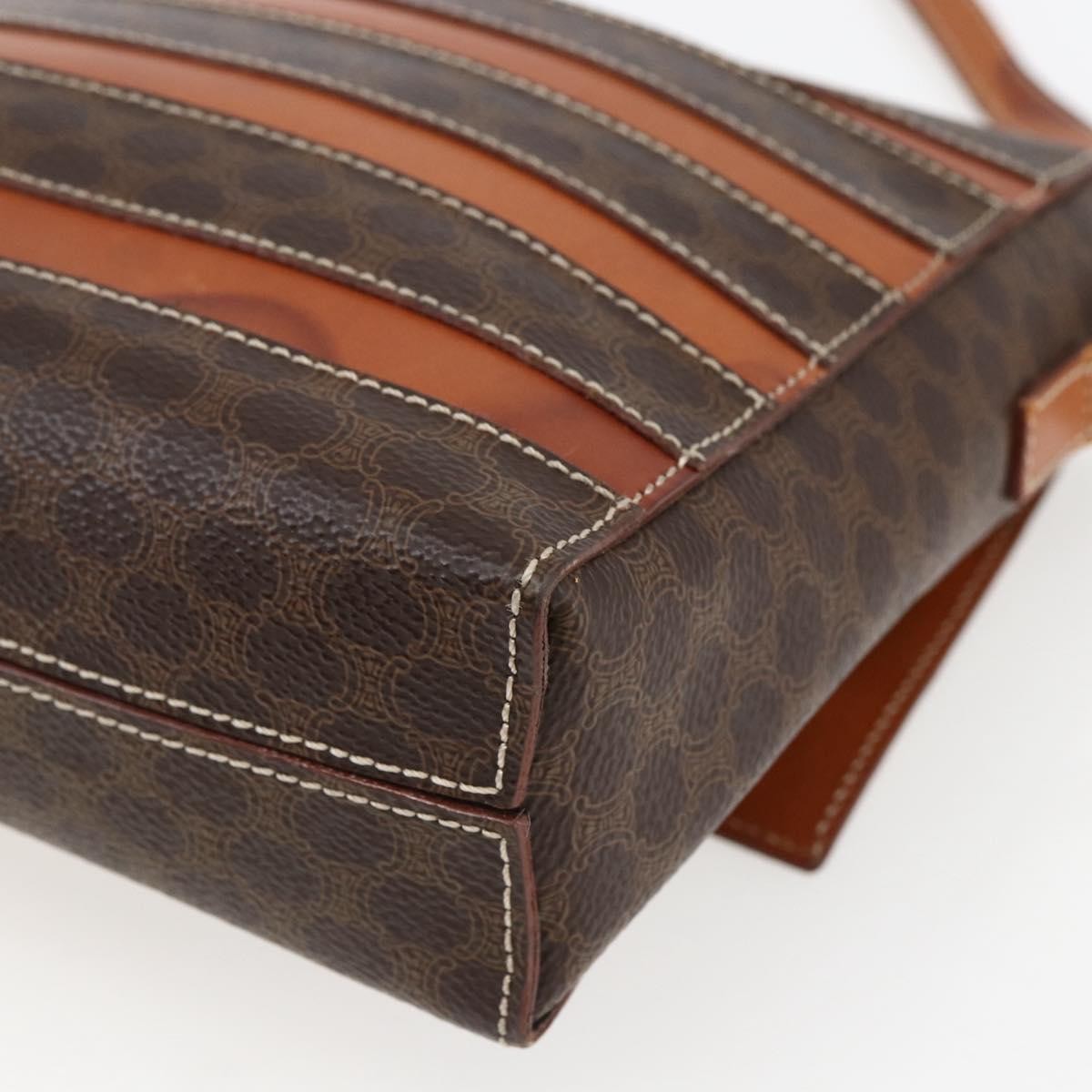 Celine Vintage Macadam Canvas And Leather Brown Canvas Shoulder Bag Bag (Pre-Owned)