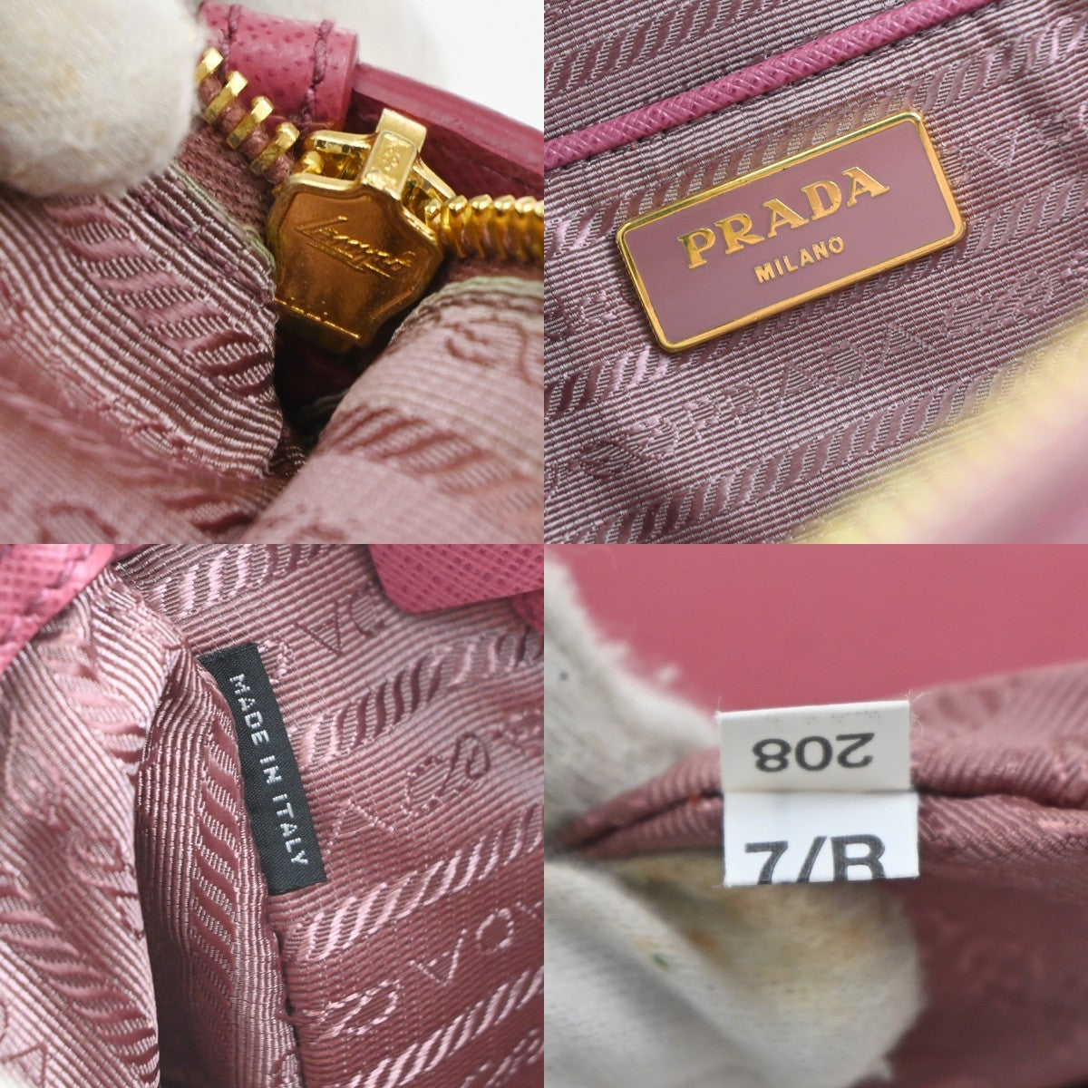 Prada Double Zip Lux Convertible Tote Saffiano Leather Pink Leather Tote Bag Bag (Pre-Owned)