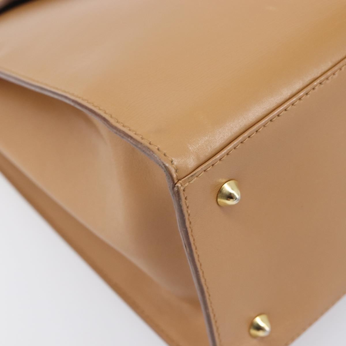 Gucci Vintage Lady Lock Top Handle Leather Beige Leather Handbag (Pre-Owned)