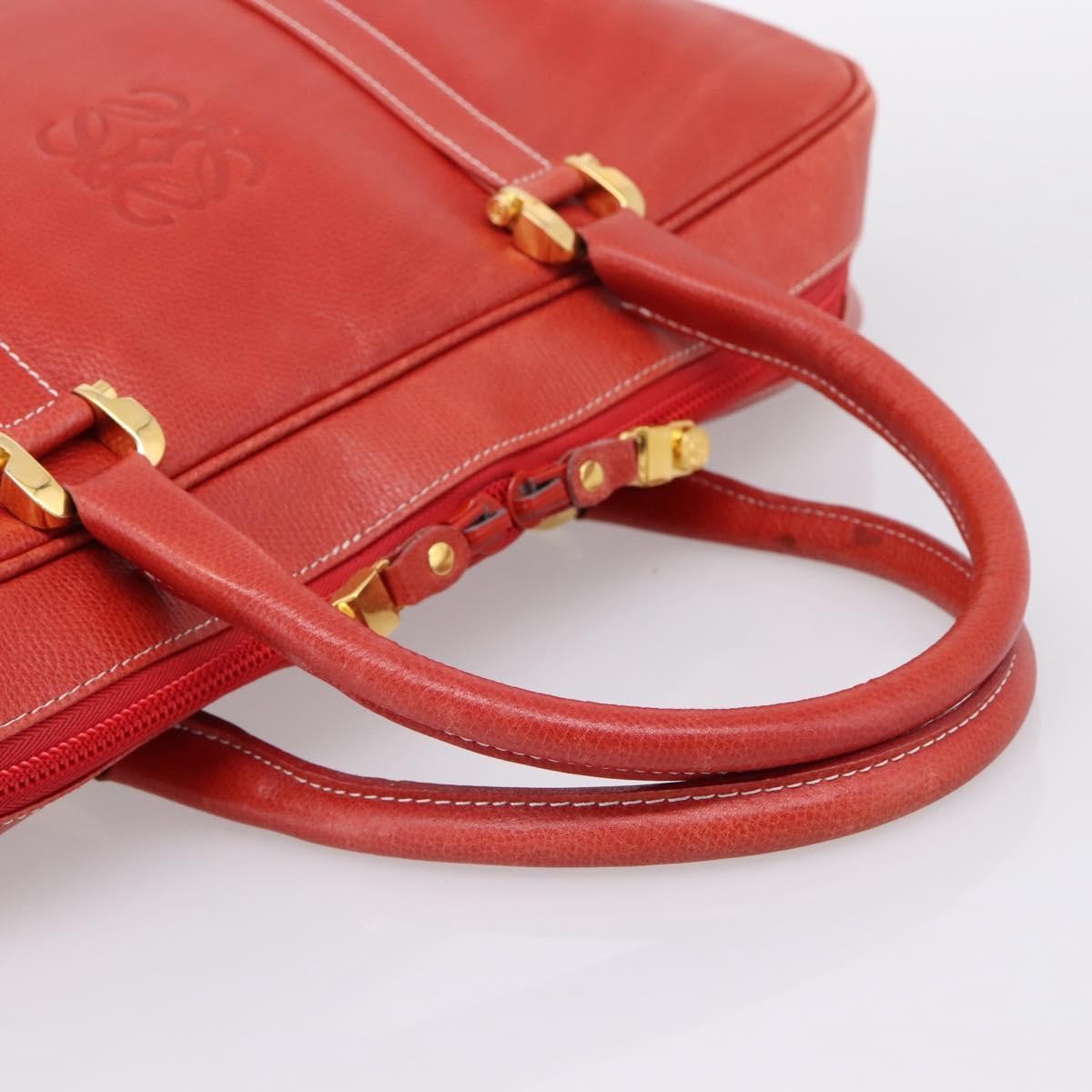 Loewe Anagram Business Leather Red Leather Briefcase Bag (Pre-Owned)