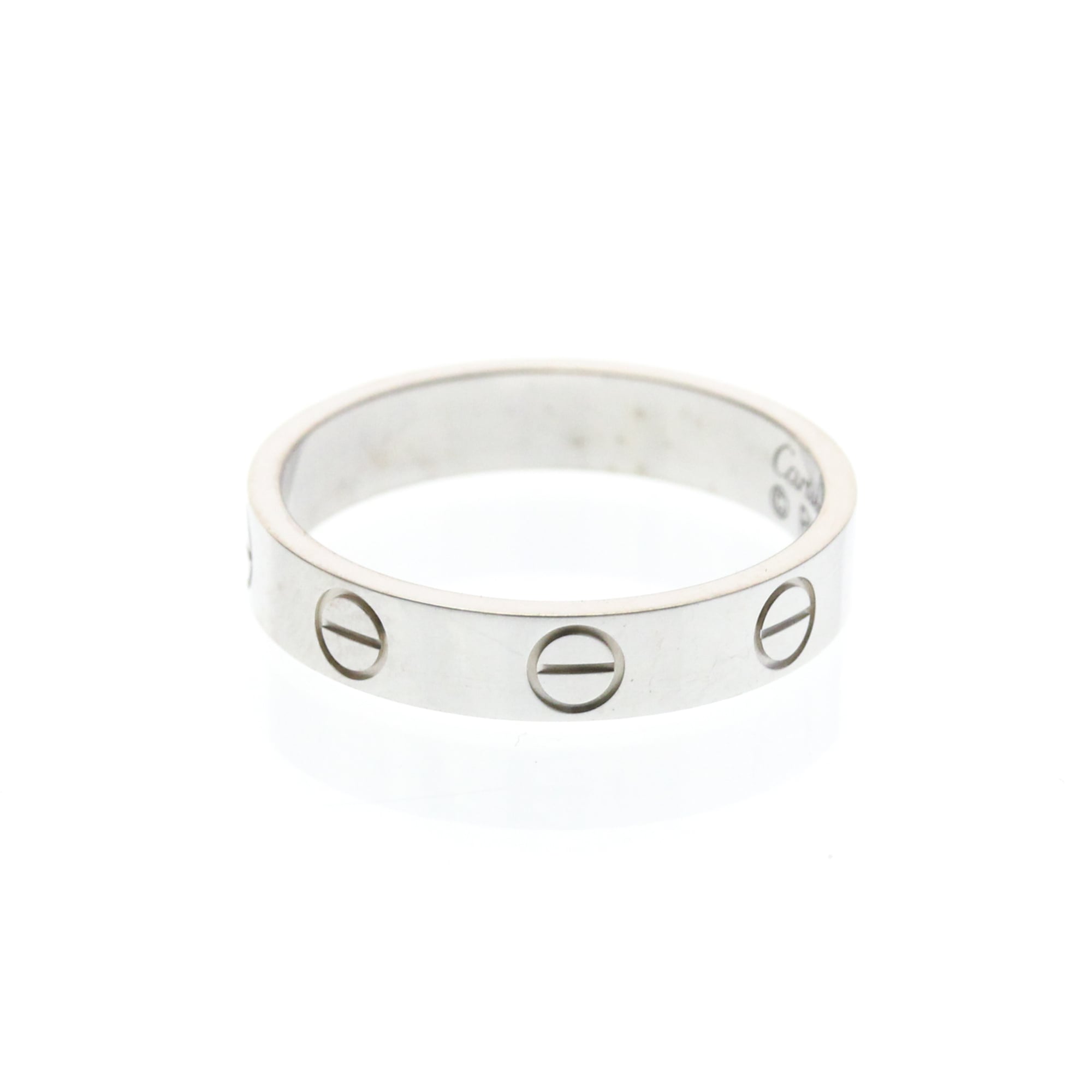 Cartier Love Band 18K White Gold Silver White_Gold Ring Jewelry (Pre-Owned)