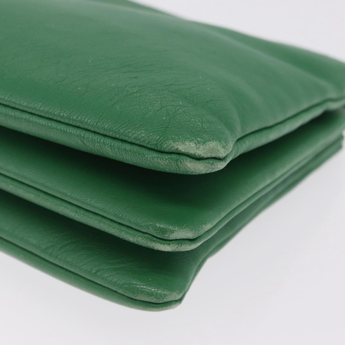 Celine Trio Leather Green Leather Crossbody Bag Bag (Pre-Owned)