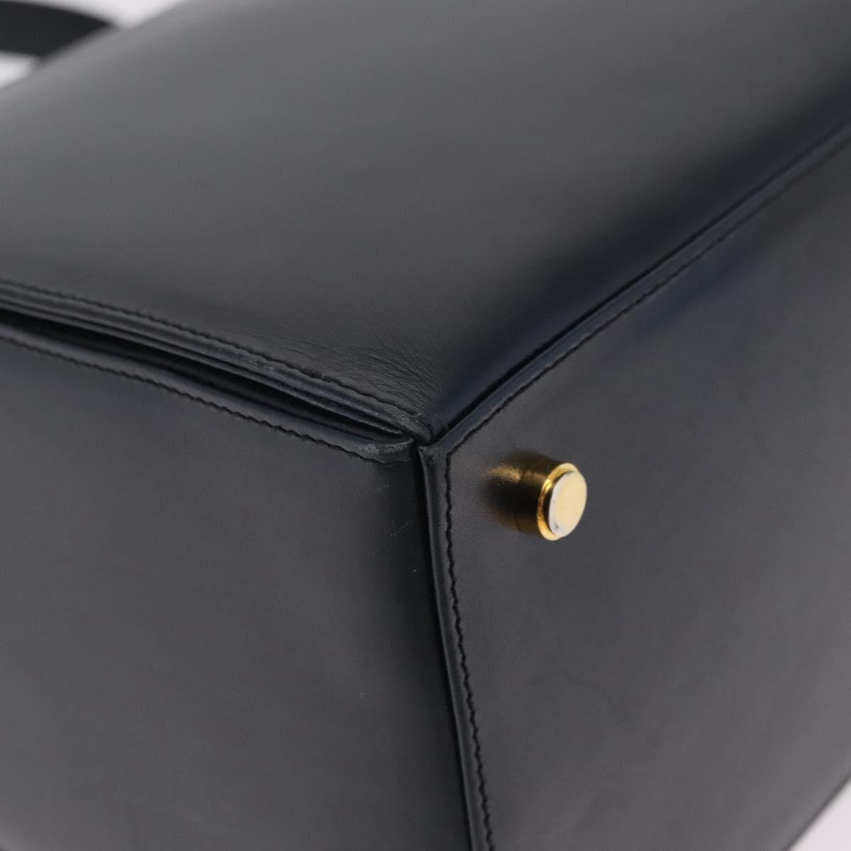 Salvatore Ferragamo Gancini Leather Navy Leather Handbag (Pre-Owned)