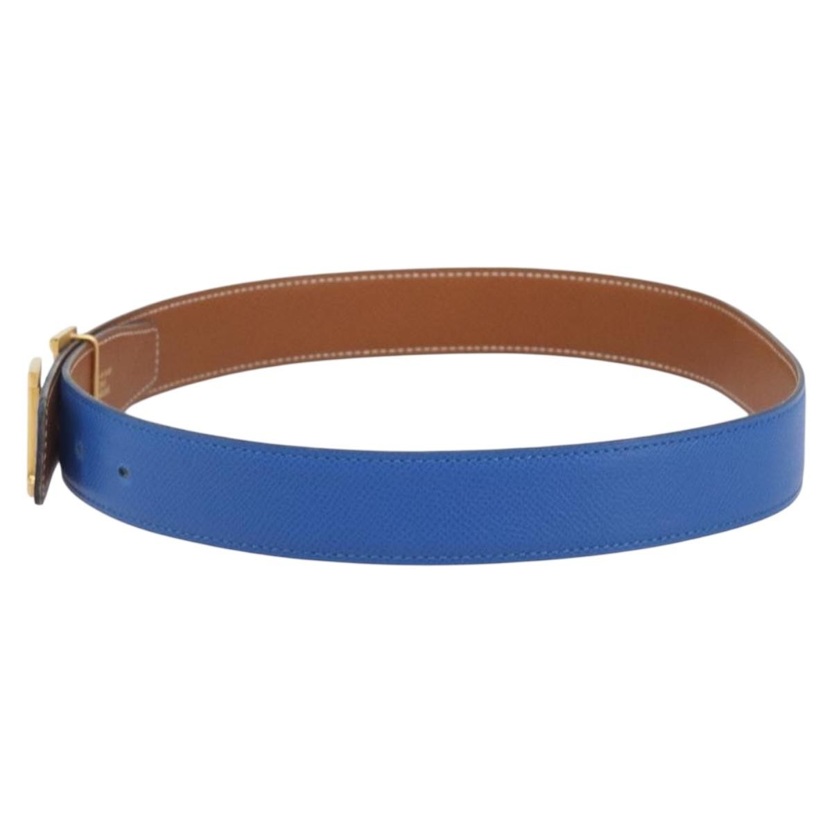 Hermes Constance Reversible Belt Leather Blue Leather Belts Accessory (Pre-Owned)