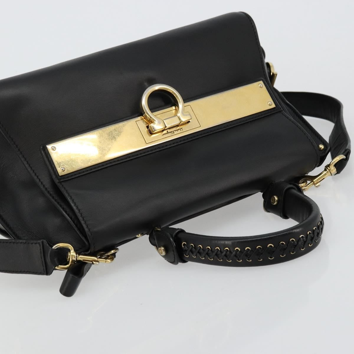 Salvatore Ferragamo Sofia Satchel Leather Black Leather Handbag (Pre-Owned)