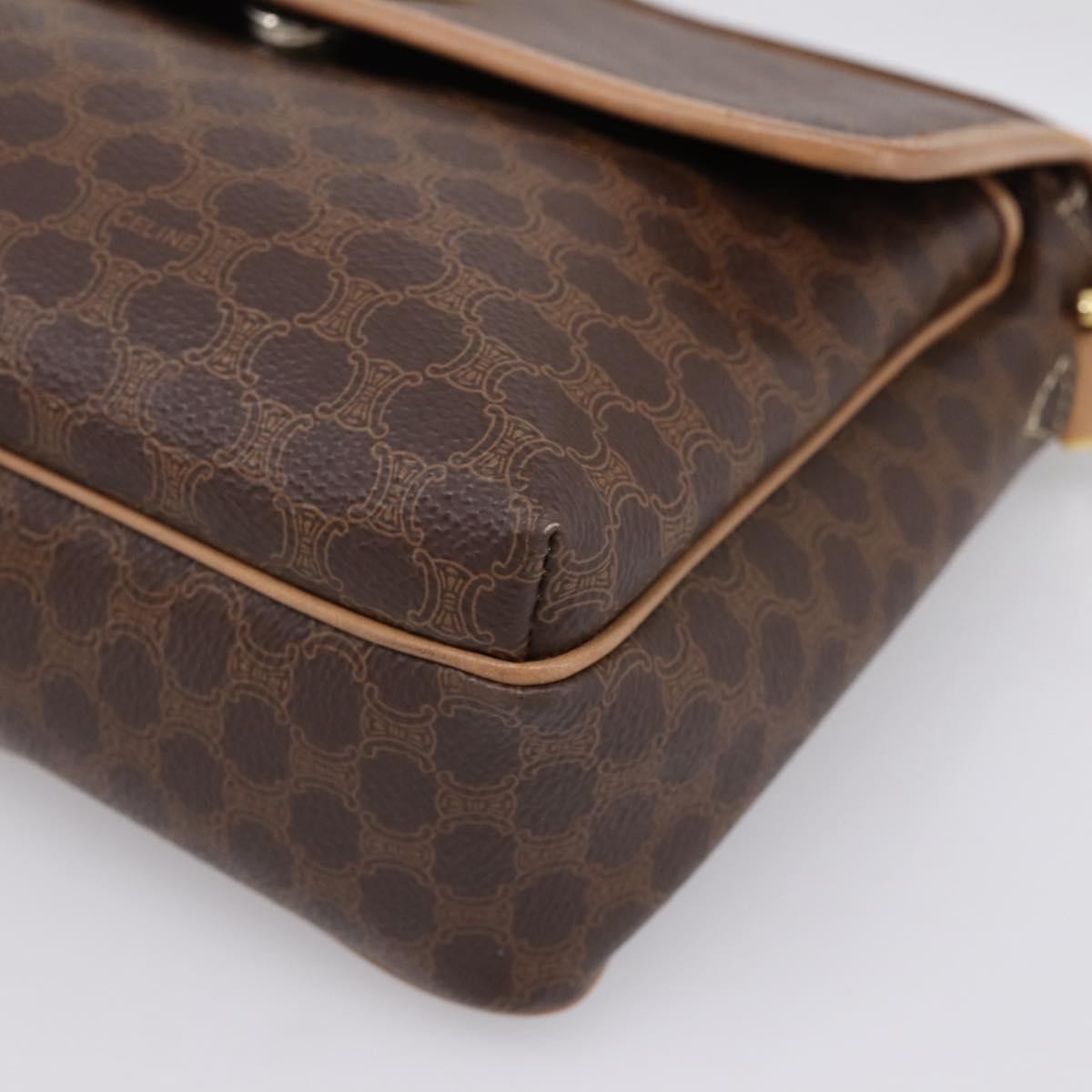 Celine Macadam Leather Brown Canvas Shoulder Bag Bag (Pre-Owned)