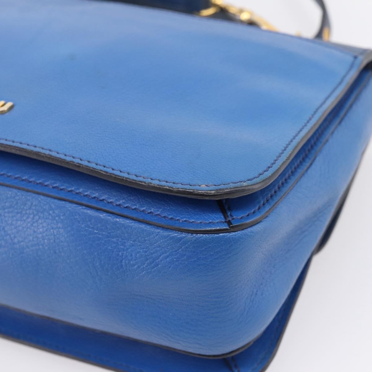 Miu Miu Madras Top Handle Leather Navy Leather Handbag (Pre-Owned)