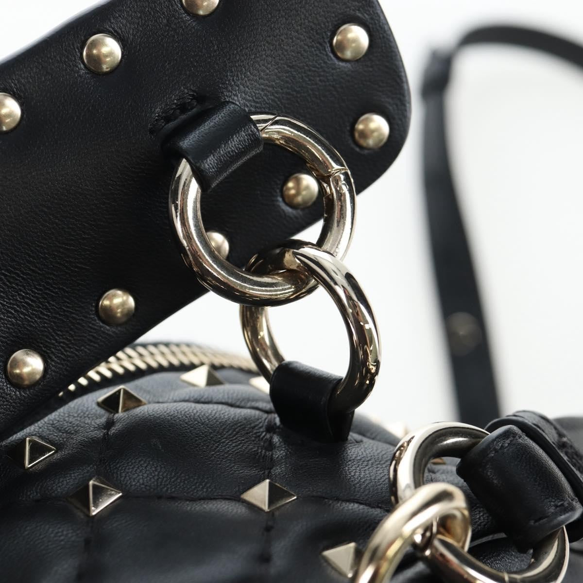 Valentino Garavani Rockstud Spike Quilted Leather Black Leather Backpack Bag (Pre-Owned)