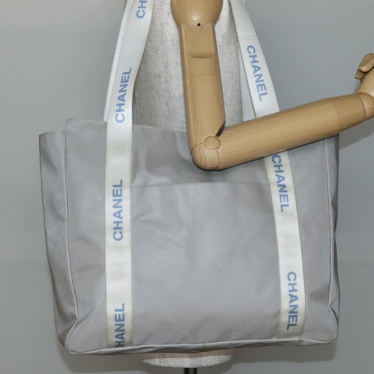 Chanel Sport Line Nylon Gray Nylon Tote Bag Bag (Pre-Owned)