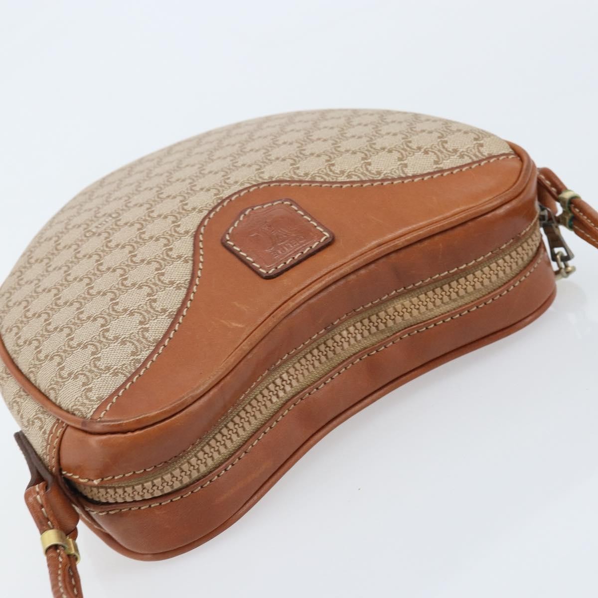 Celine Vintage Macadam Canvas And Leather Beige Canvas Shoulder Bag Bag (Pre-Owned)