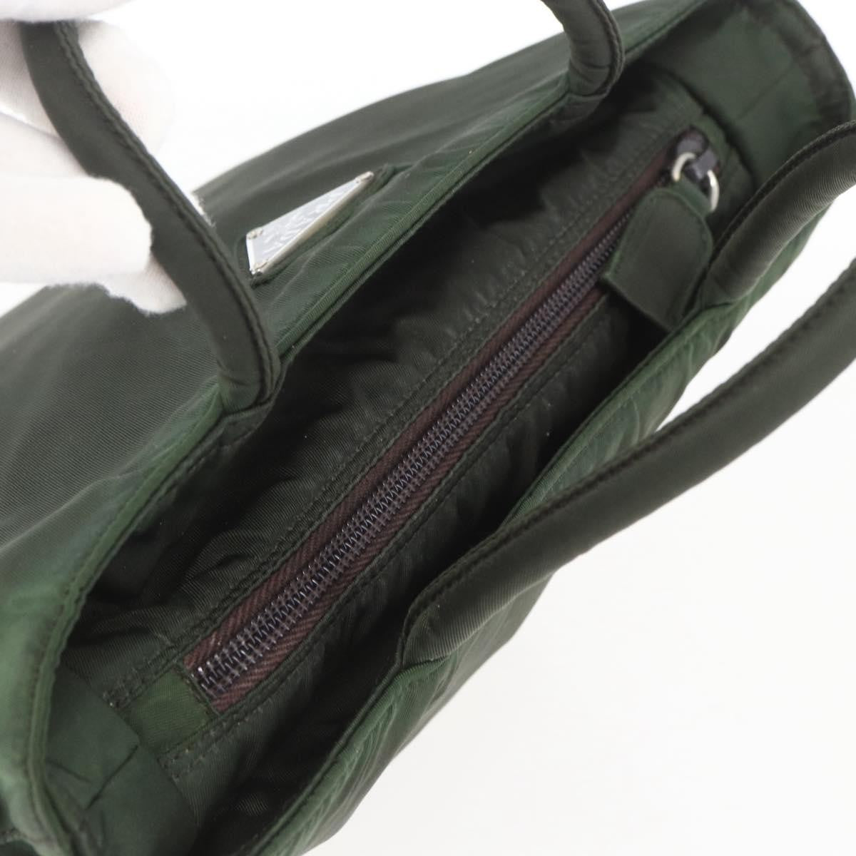 Prada Vintage Zip Tessuto Khaki Nylon Handbag (Pre-Owned)