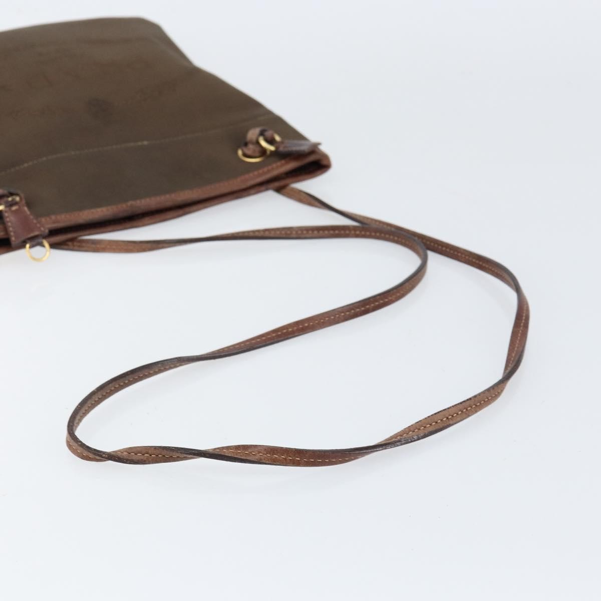 Prada Logo Flat Messenger Canvas Brown Canvas Shoulder Bag Bag (Pre-Owned)