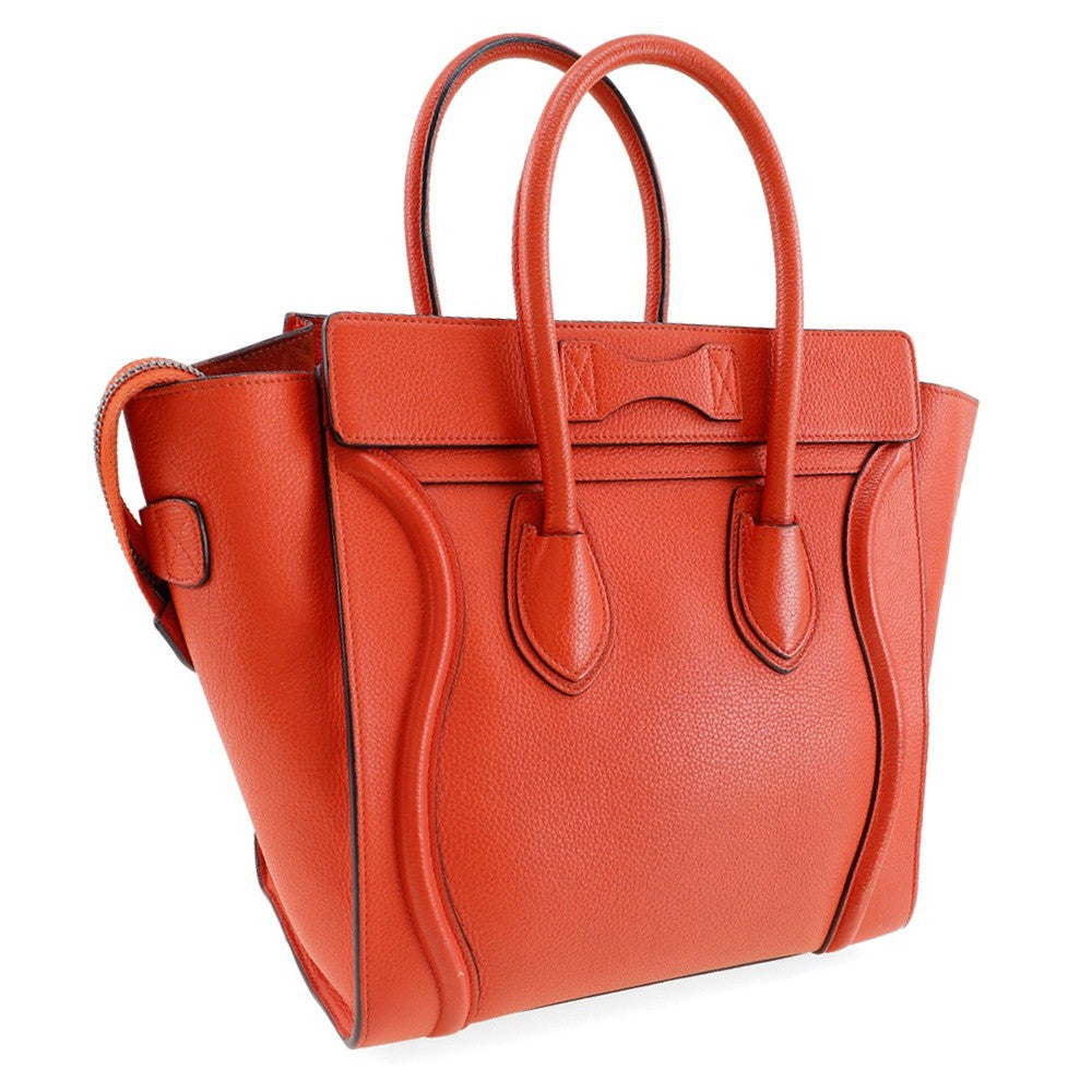 Celine Luggage Grainy Leather Red Calfskin Handbag (Pre-Owned)