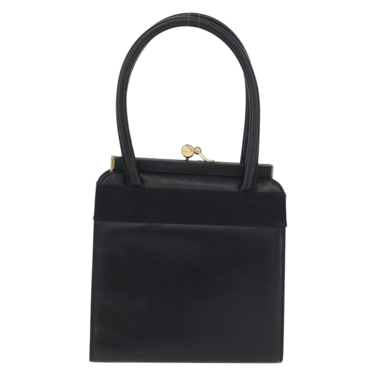 Salvatore Ferragamo Convertible Vara Bow Tote Leather Navy Leather Handbag (Pre-Owned)