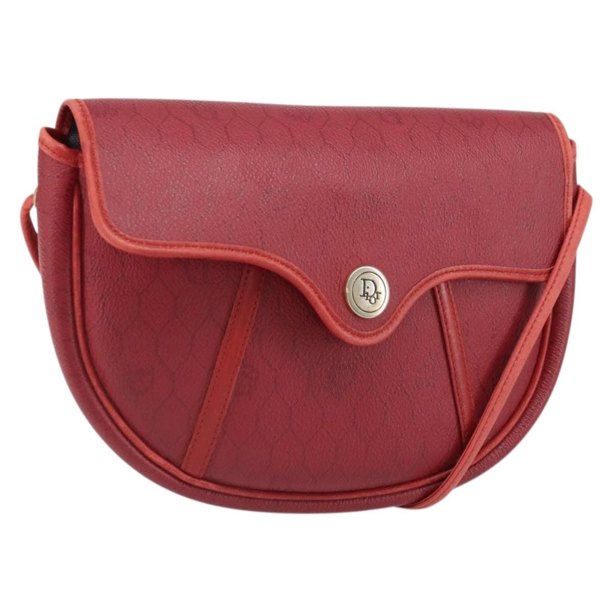 Christian Dior Vintage Honeycomb Flap Coated Canvas Red Pvc Shoulder Bag Bag (Pre-Owned)
