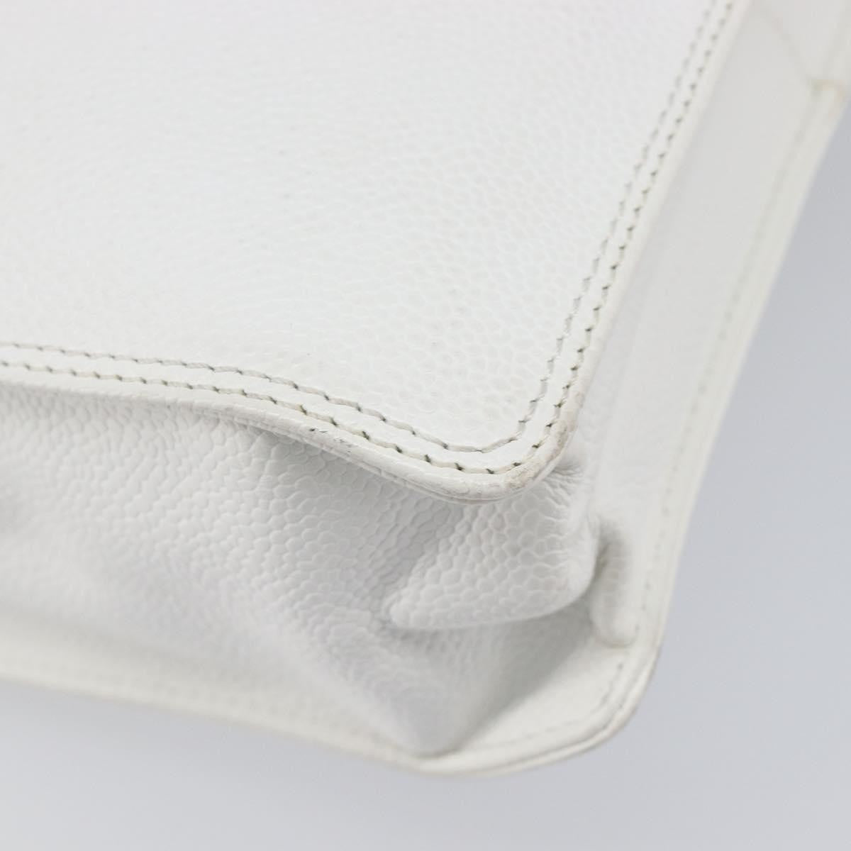 Chanel Vintage Wooden Quilted Caviar White Leather Tote Bag Bag (Pre-Owned)