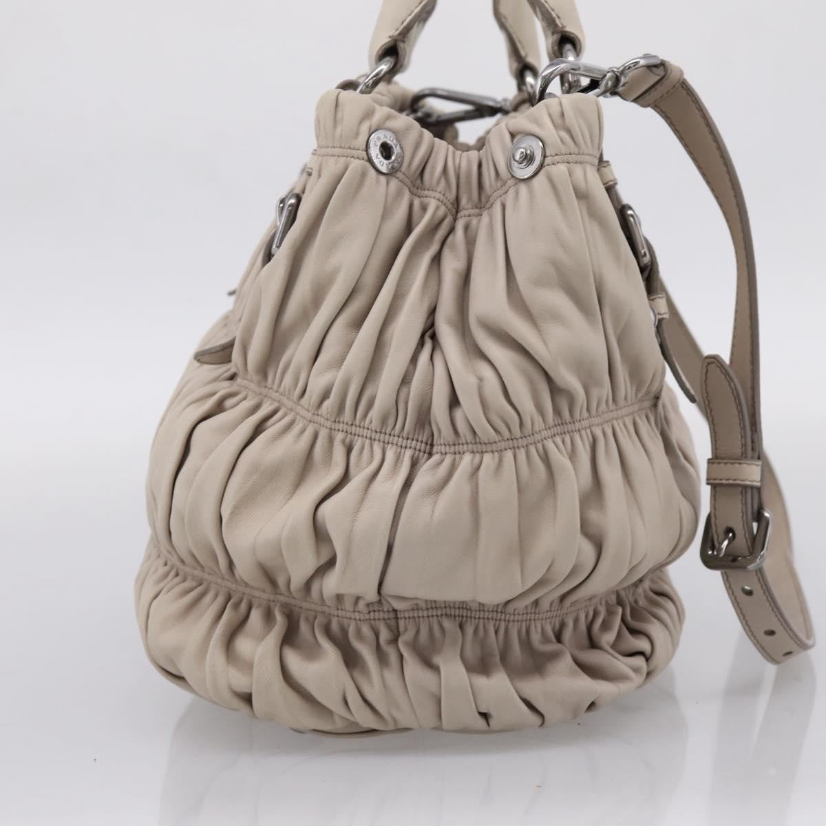 Prada Gaufre Convertible Nappa Leather Beige Leather Tote Bag Bag (Pre-Owned)