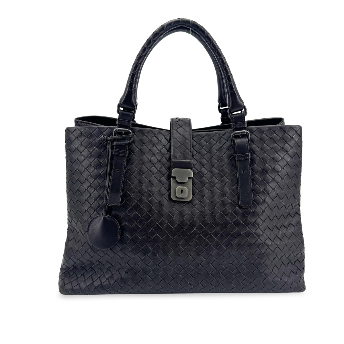 Bottega Veneta Capri Intrecciato Nappa Black Leather Tote Bag Bag (Pre-Owned)