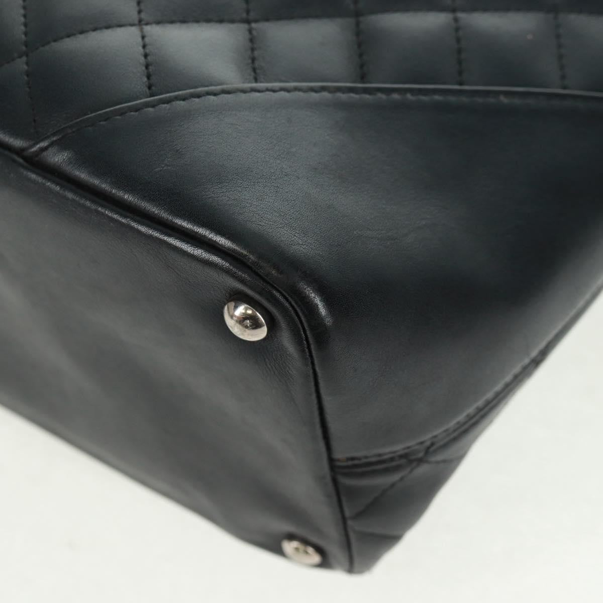 Chanel Cambon Tote Quilted Leather Black Leather Tote Bag Bag (Pre-Owned)