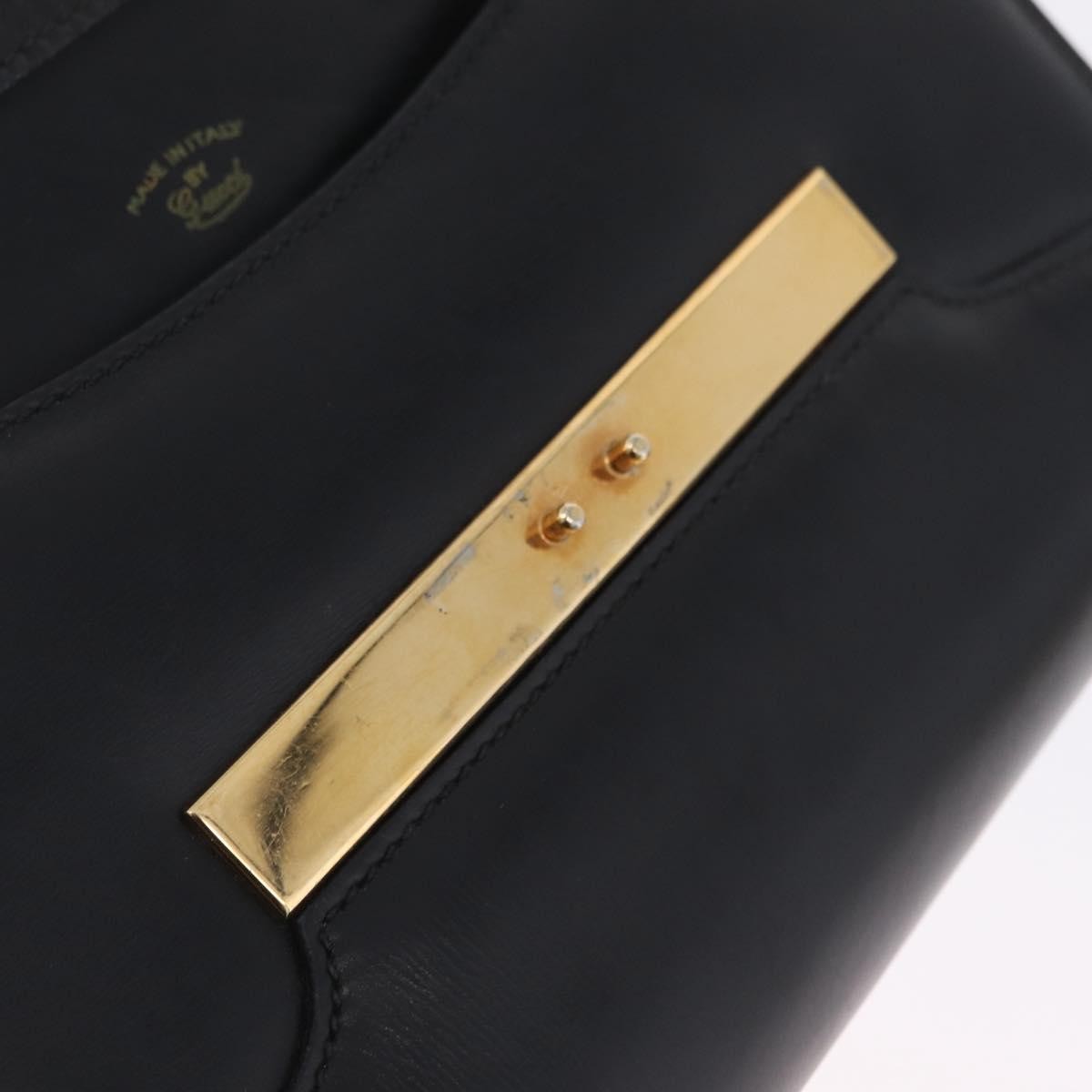 Gucci Sherry Line Shoulder Leather Black Leather Handbag (Pre-Owned)