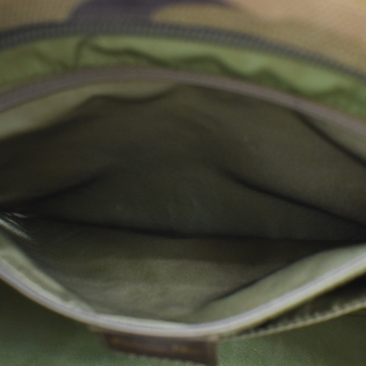Christian Dior Vintage Saddle Bowler Camouflage Printed Pixelated Leather Khaki Canvas Handbag (Pre-Owned)