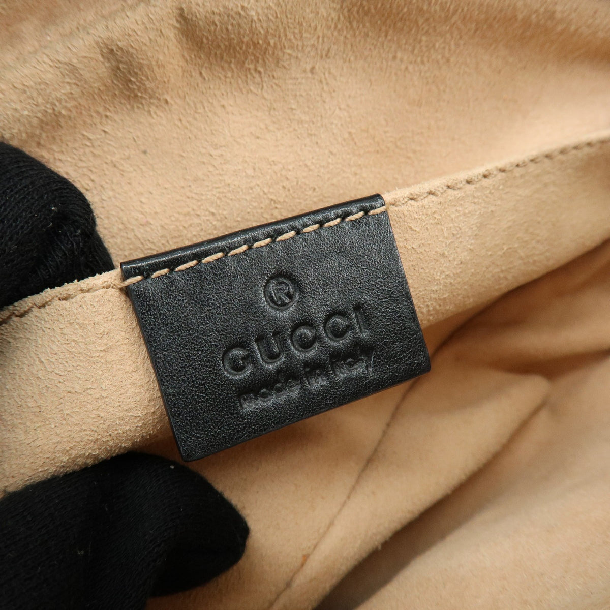 Gucci Gg Marmont Belt Matelasse Leather Black Leather Handbag (Pre-Owned)