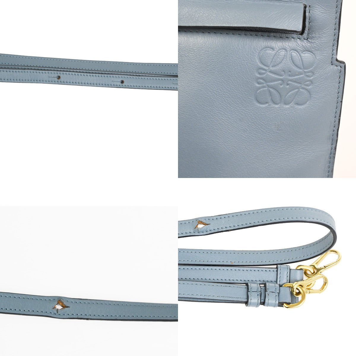 Loewe T Messenger Leather Blue Leather Shoulder Bag Bag (Pre-Owned)