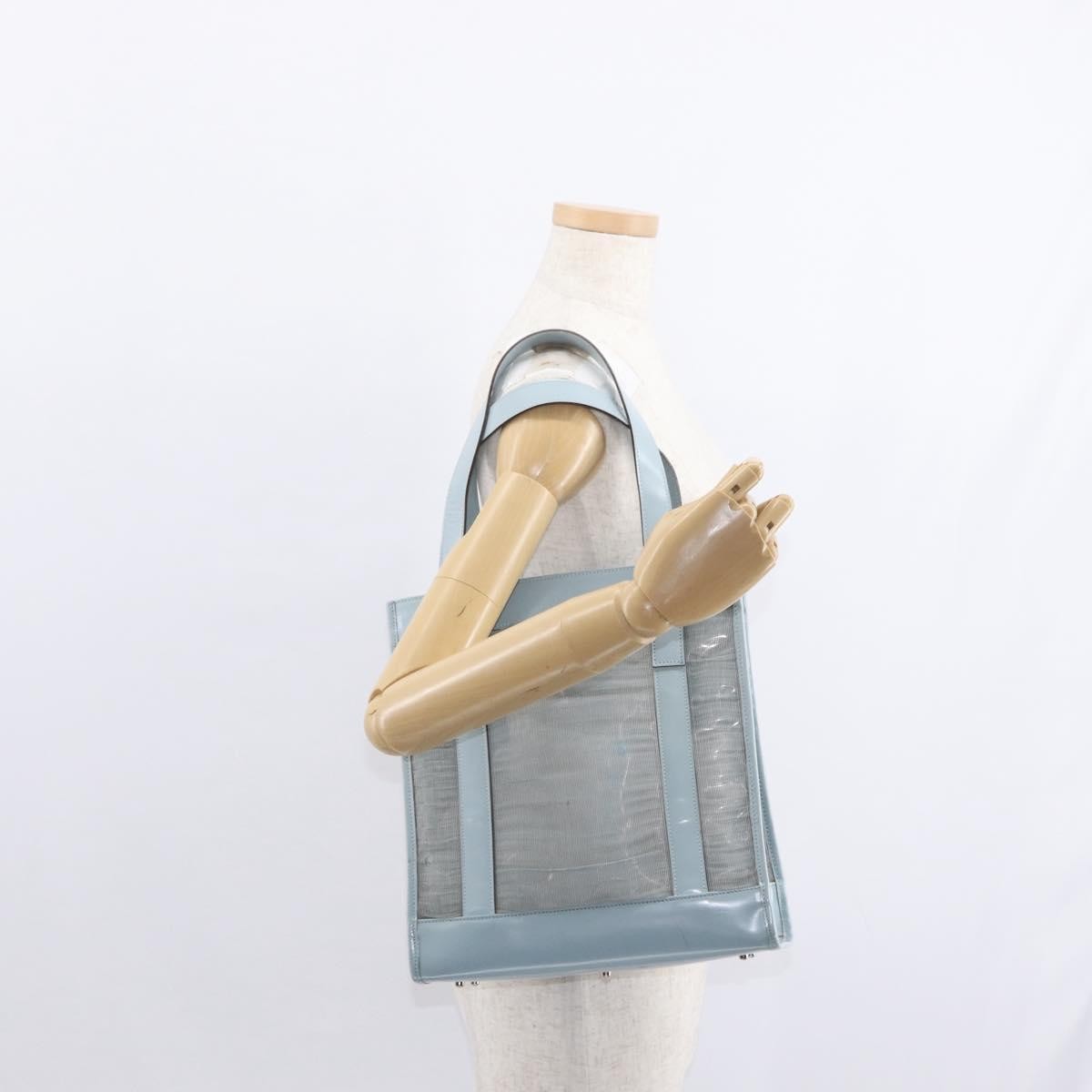Gucci Vintage Tote Leather Blue Leather Tote Bag Bag (Pre-Owned)