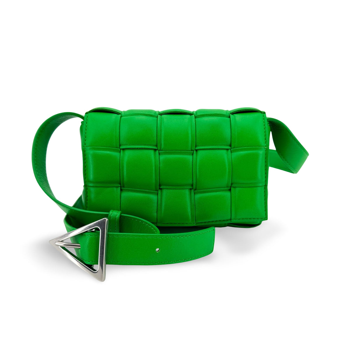 Bottega Veneta Cassette Padded Maxi Intrecciato Leather Green Leather Crossbody Bag Bag (Pre-Owned)