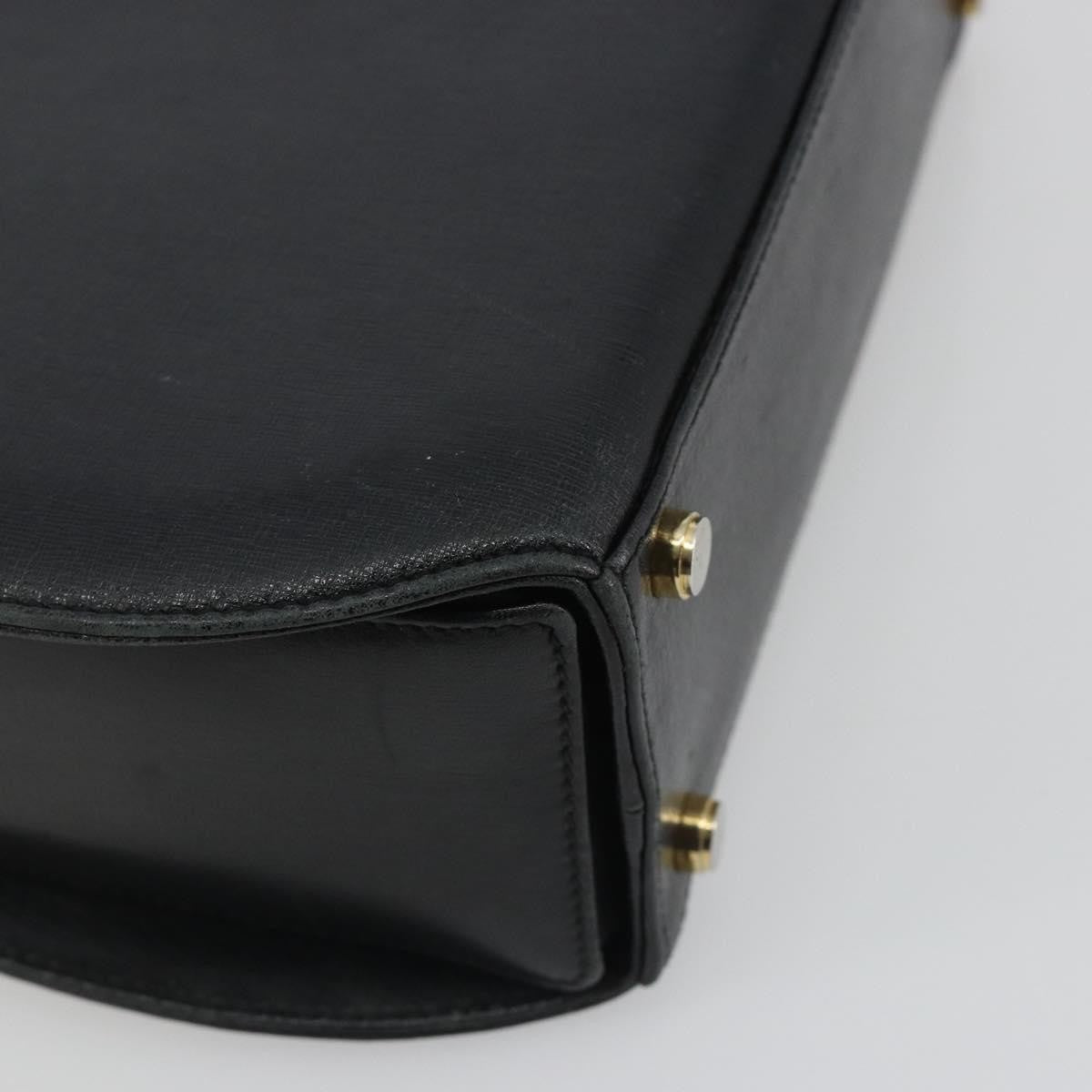 Salvatore Ferragamo Gancini Leather Black Leather Handbag (Pre-Owned)