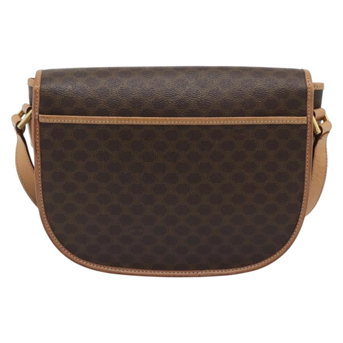 Celine Vintage Macadam Canvas And Leather Brown Canvas Shoulder Bag Bag (Pre-Owned)