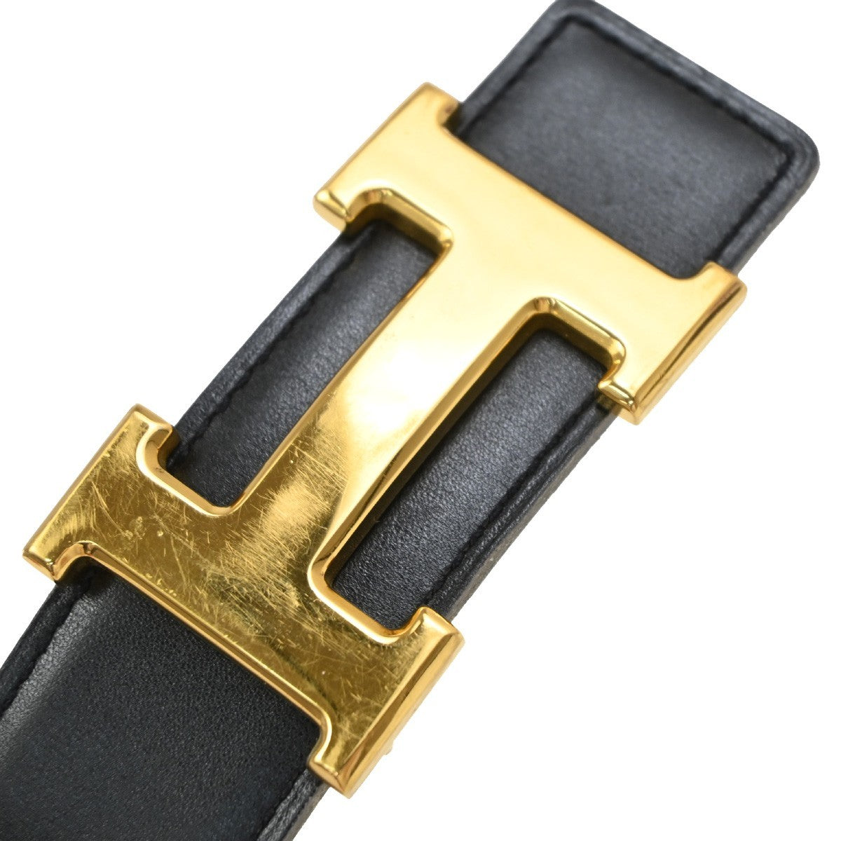 Hermes Constance Reversible Belt Leather Black Leather Belts Accessory (Pre-Owned)