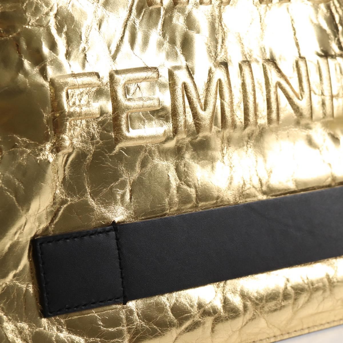 Chanel Feminine Crinkled Leather Gold Leather Clutche & Pouche Bag (Pre-Owned)