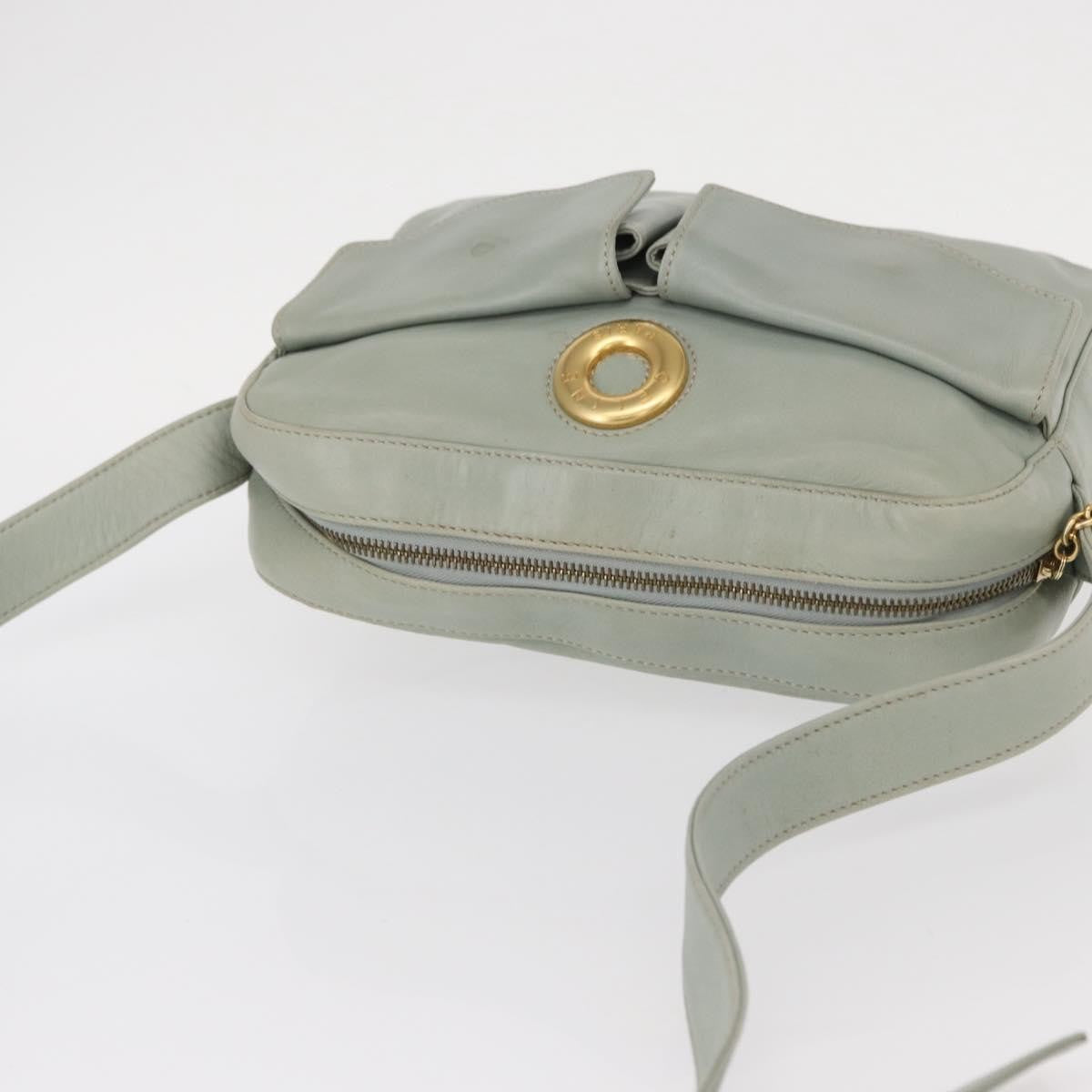 Celine Circle Logo Leather Green Leather Shoulder Bag Bag (Pre-Owned)