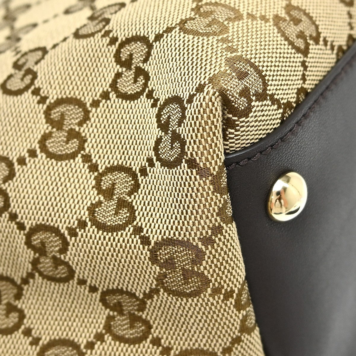 Gucci New Britt Tote Gg Canvas And Leather Beige Canvas Tote Bag Bag (Pre-Owned)