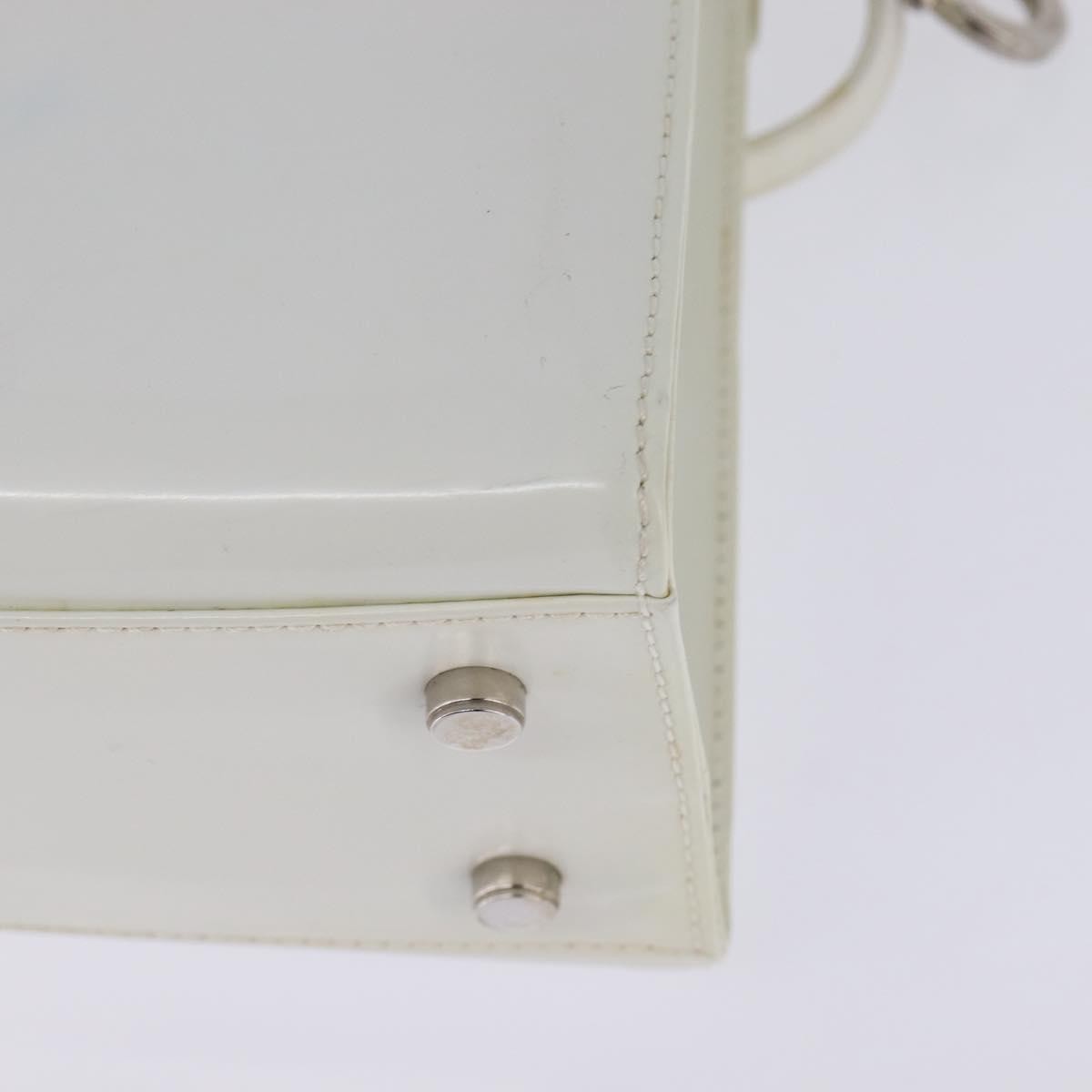 Salvatore Ferragamo Gancini Patent Leather White Patent_Leather Handbag (Pre-Owned)