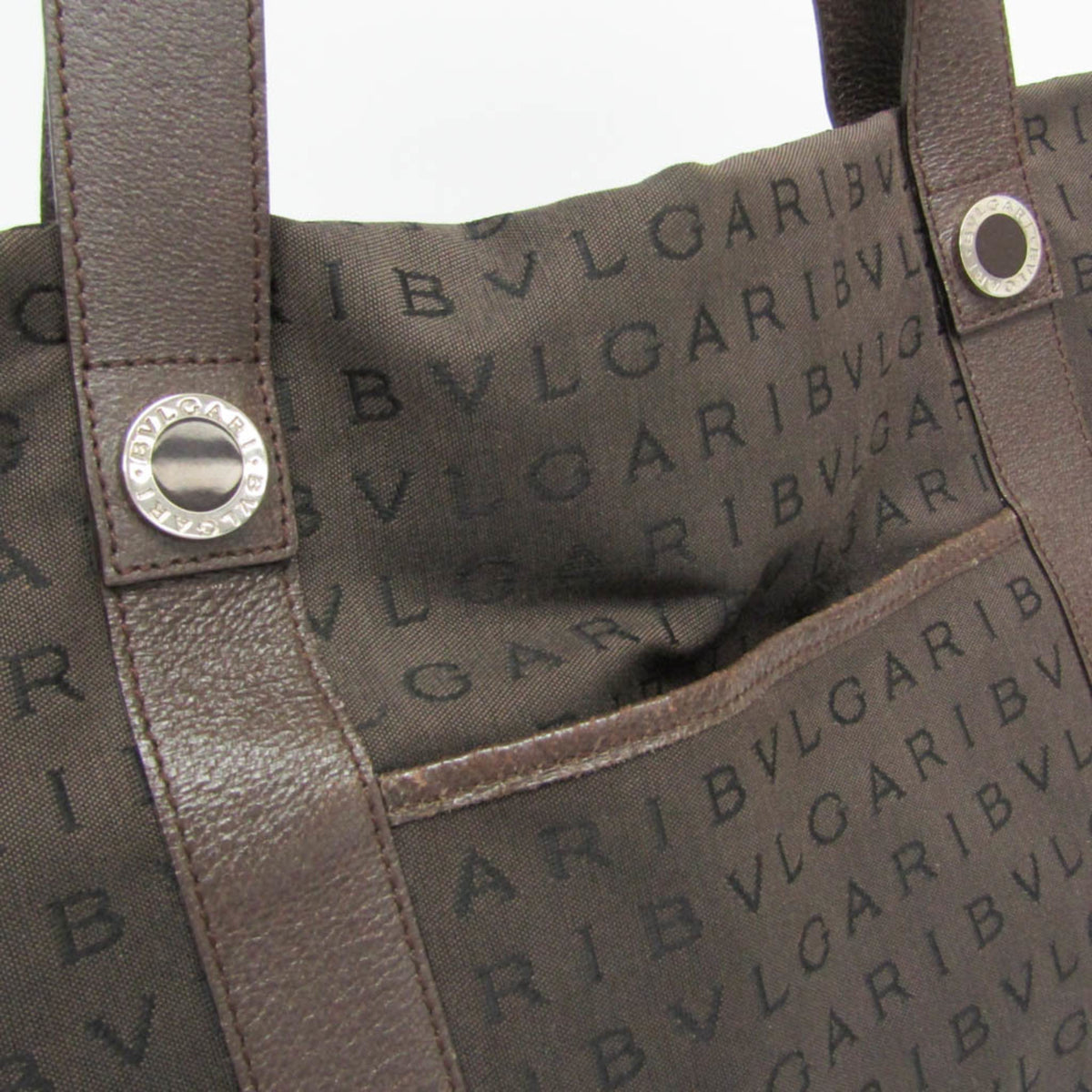 Bvlgari Logomania Canvas Brown Canvas Tote Bag Bag (Pre-Owned)
