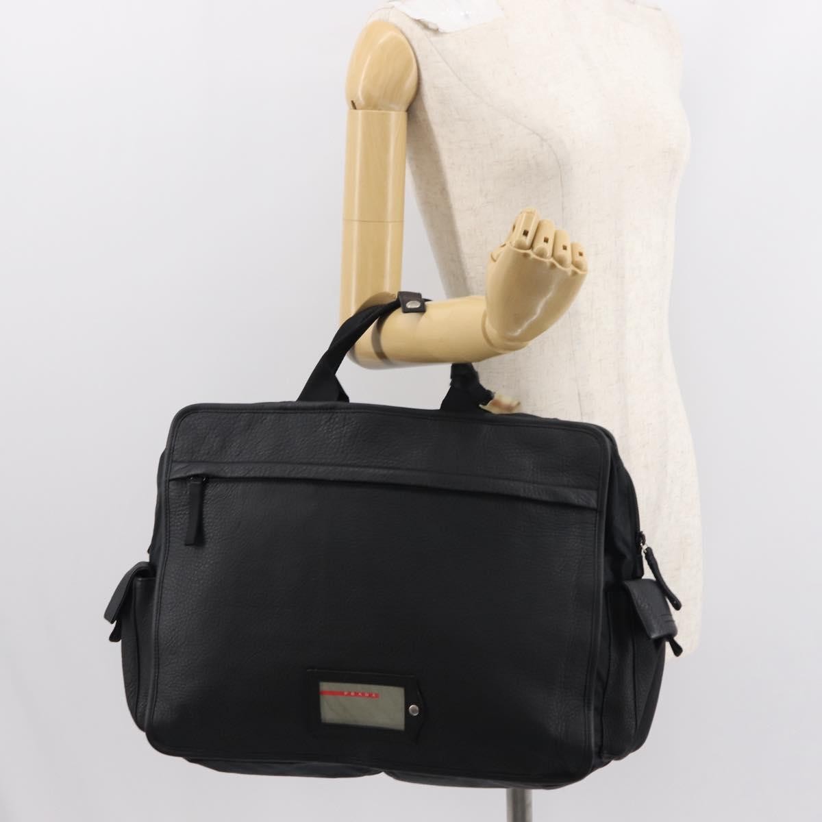 Prada Sport Nylon And Leather Black Nylon Briefcase Bag (Pre-Owned)