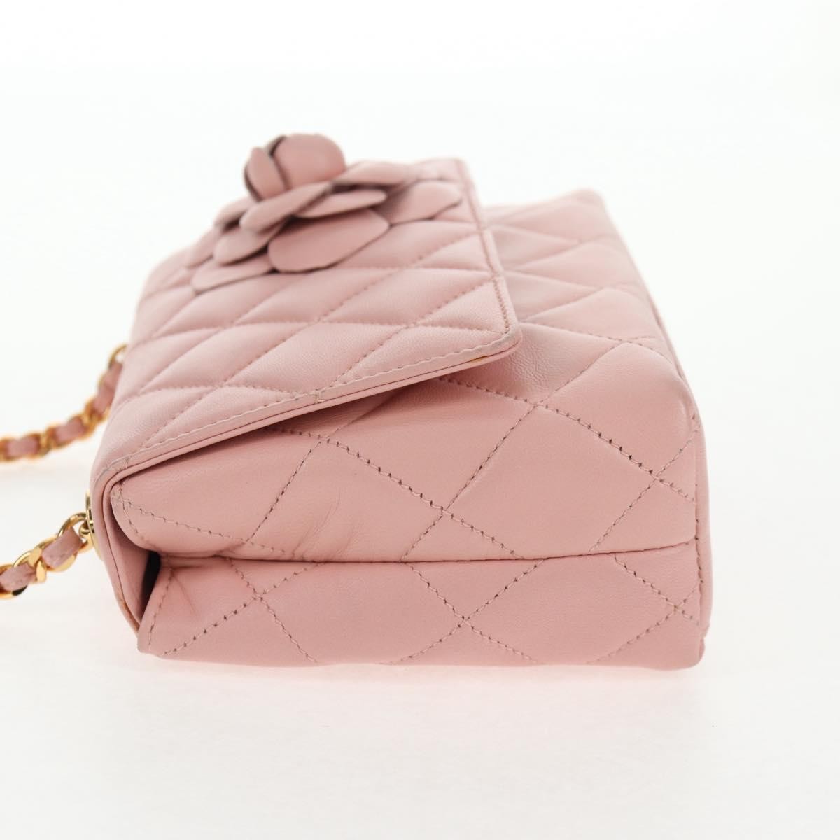 Chanel Vintage Camellia Flap Quilted Lambskin Pink Leather Bag (Pre-Owned)