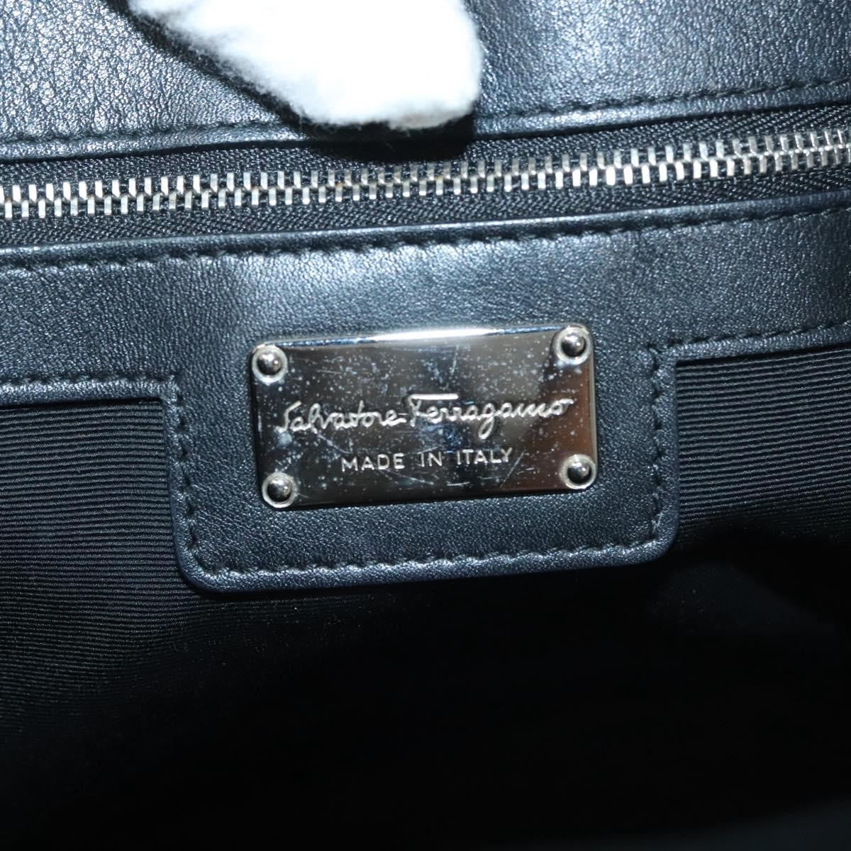 Salvatore Ferragamo Vara Bow Tote Leather Black Leather Tote Bag Bag (Pre-Owned)