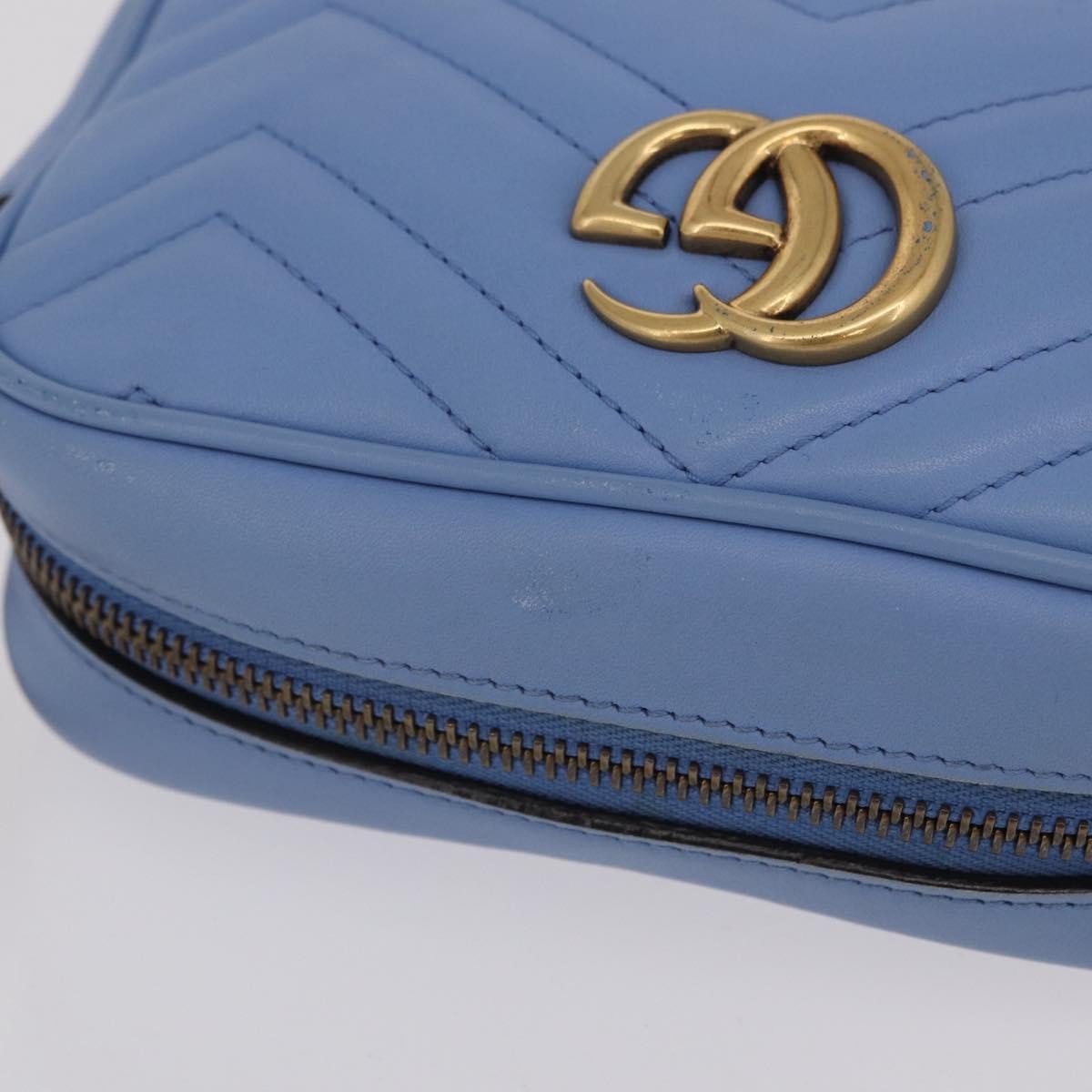 Gucci Gg Marmont Matelasse Patent Blue Leather Shoulder Bag Bag (Pre-Owned)