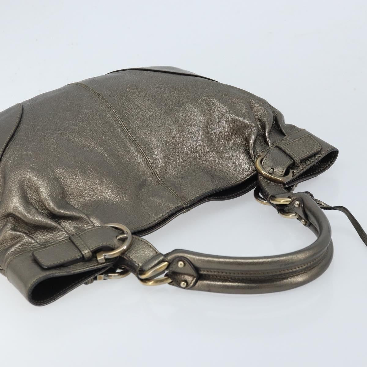 Salvatore Ferragamo Gancini Leather Gold Leather Handbag (Pre-Owned)
