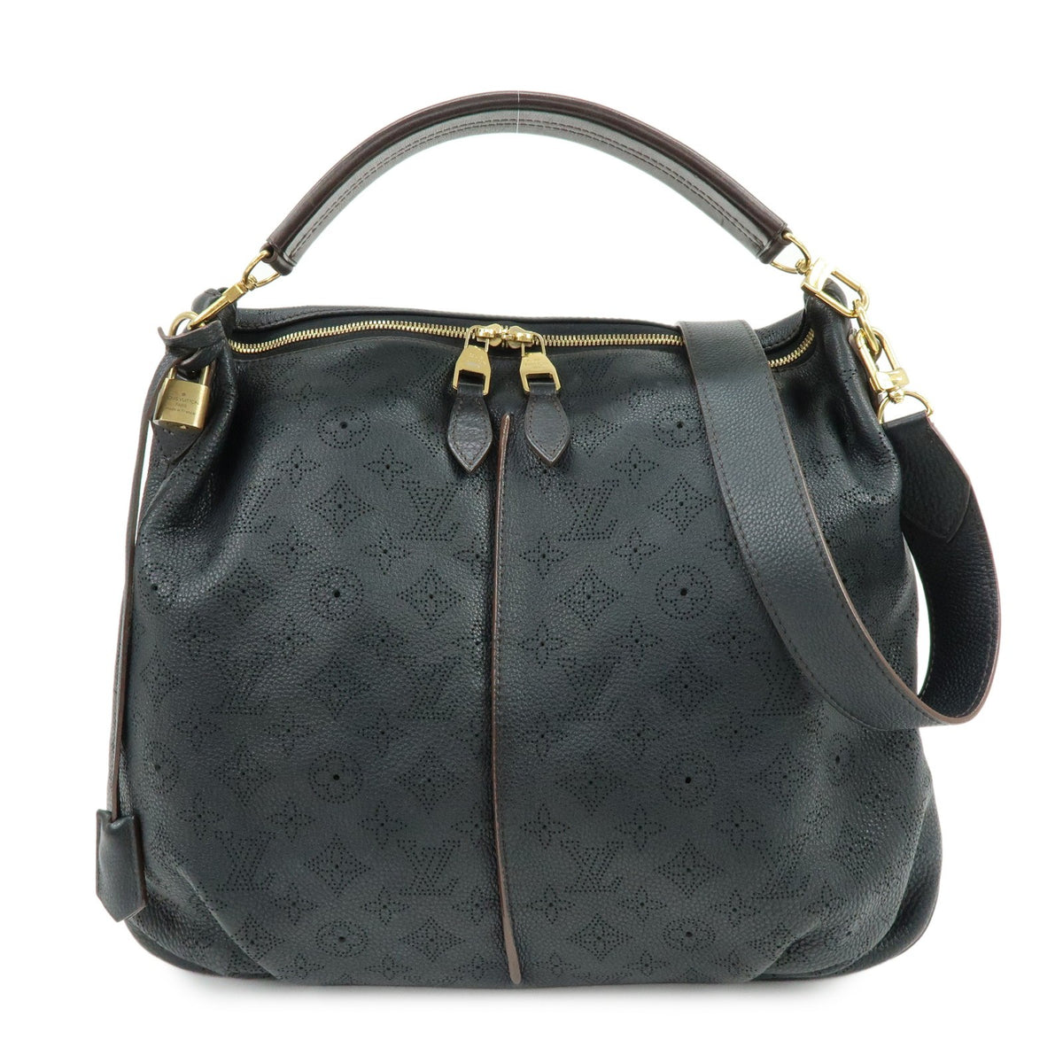 Louis Vuitton Selene Mahina Leather Black Leather Handbag (Pre-Owned)