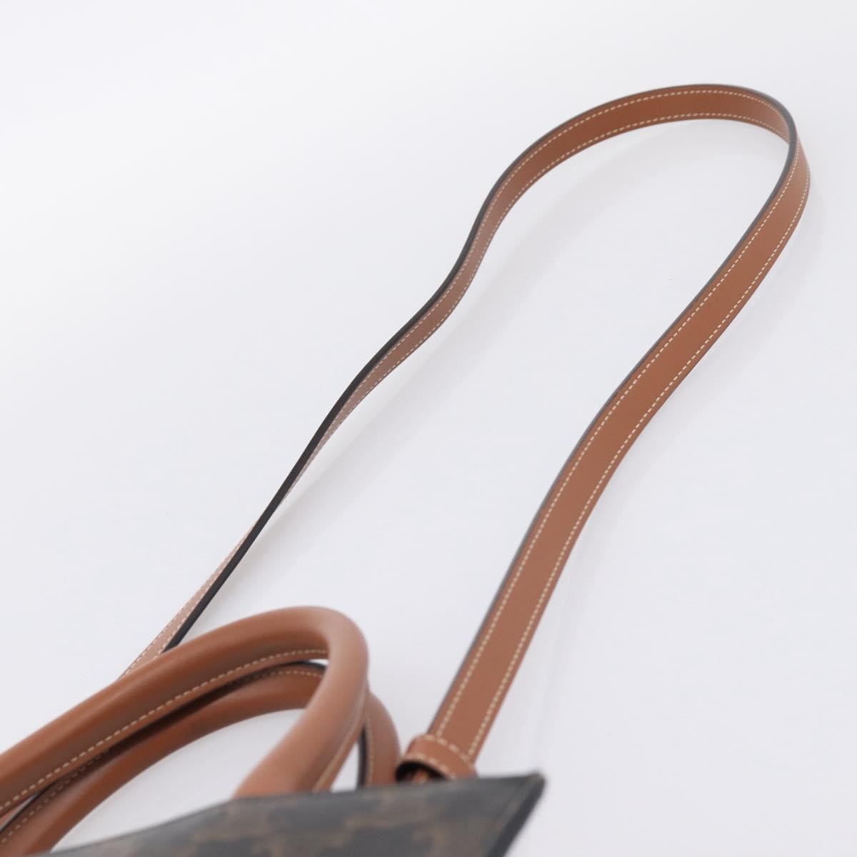 Celine Vertical Cabas Triomphe Coated Canvas Brown Canvas Tote Bag Bag (Pre-Owned)