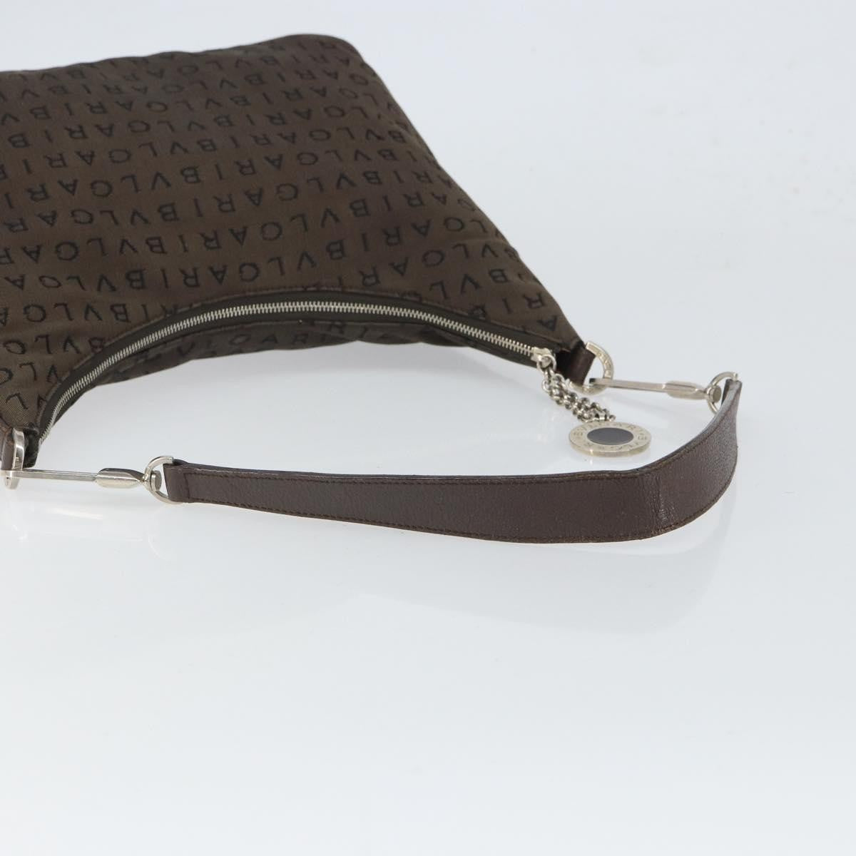 Bvlgari Logomania Canvas With Leather Brown Canvas Shoulder Bag Bag (Pre-Owned)